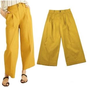 Madewell High Waist Wide Leg Crop Pants Size 10 Golden Meadow Yellow
